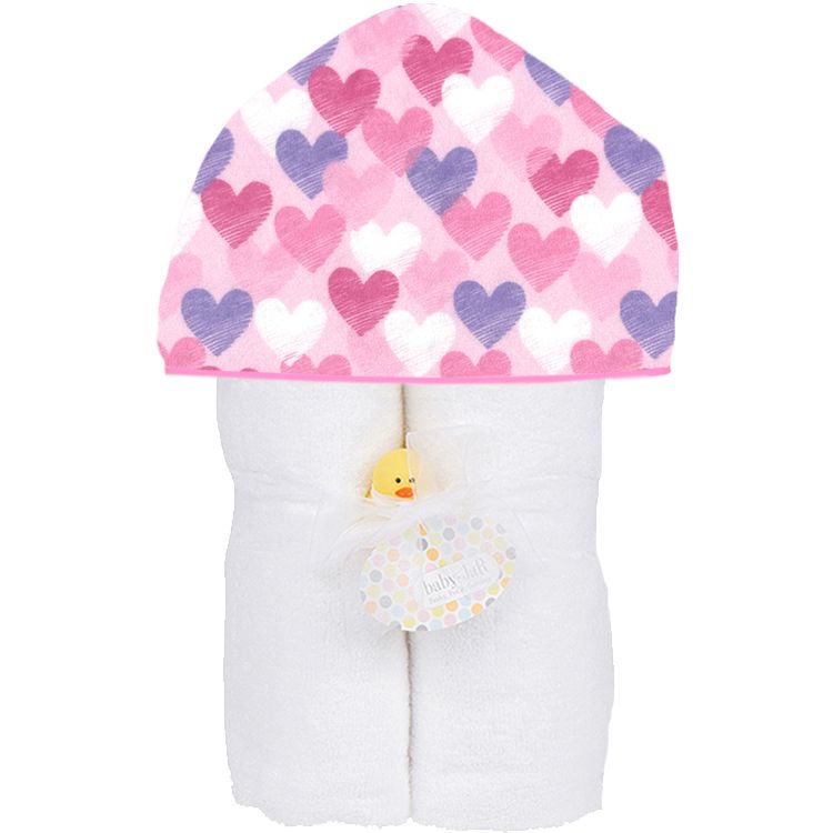 Doodle Hearts Deluxe Hooded Towel - Meems
