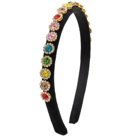 Thin Velvet Rainbow Jewel Headband - Meems