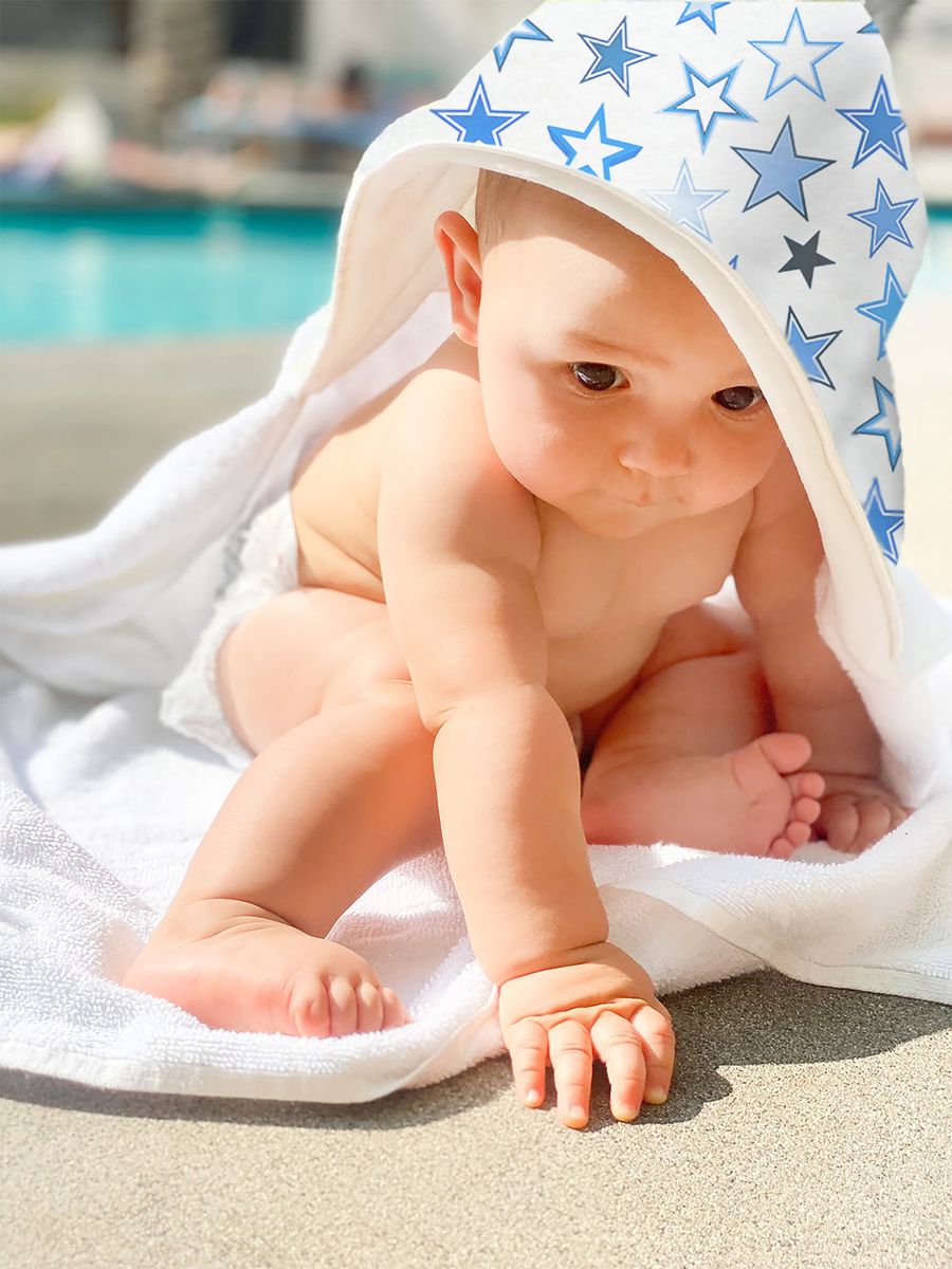 Starry Sky White/Blue Deluxe Hooded Towel