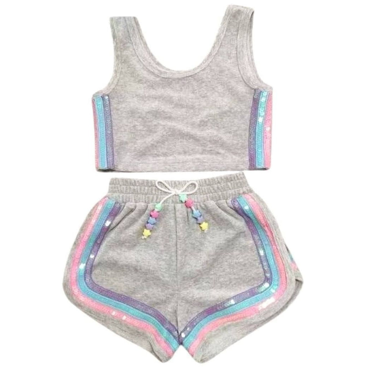 Rainbow Velour Sequin Tank Set - Meems