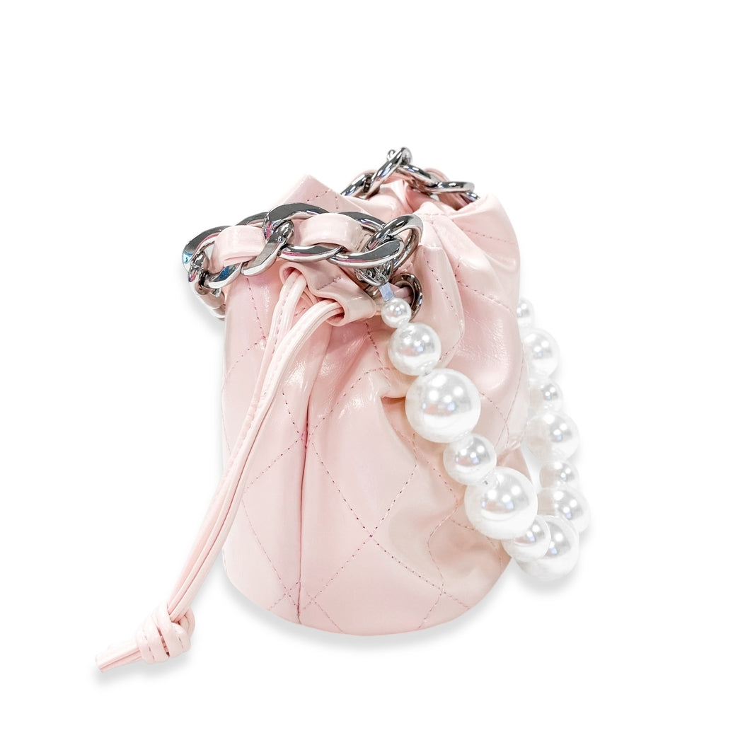 Pearl Handle Quilted Bucket Bag