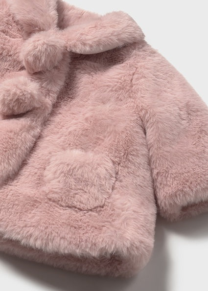 Collared Faux Fur Baby Coat