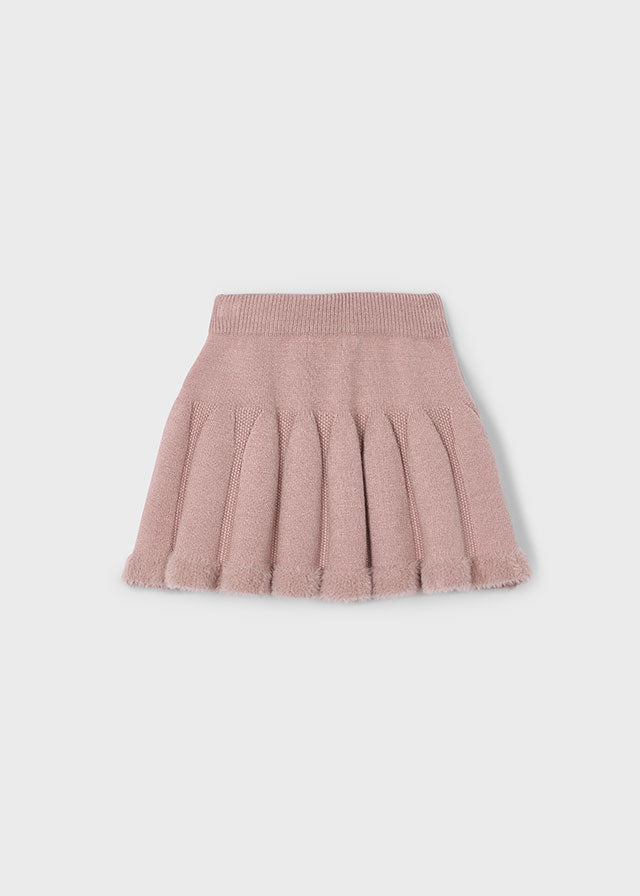 Faux Fur Hem Knit Skirt