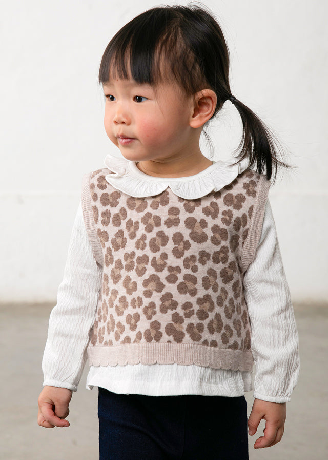Leopard Attached Vest and Jegging Set