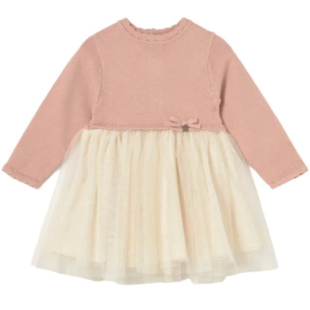 Tulle-Bottom Sweater Dress
