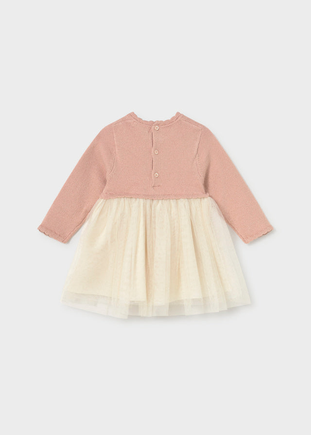 Tulle-Bottom Sweater Dress