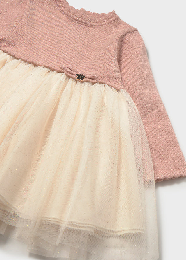 Tulle-Bottom Sweater Dress