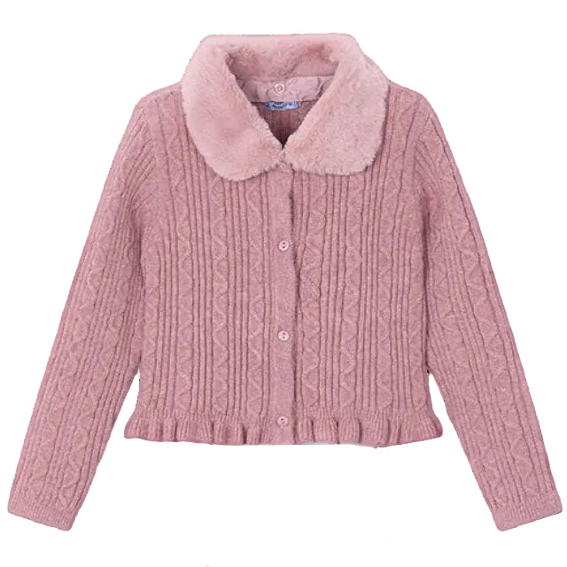 Faux Fur Collar Cardigan