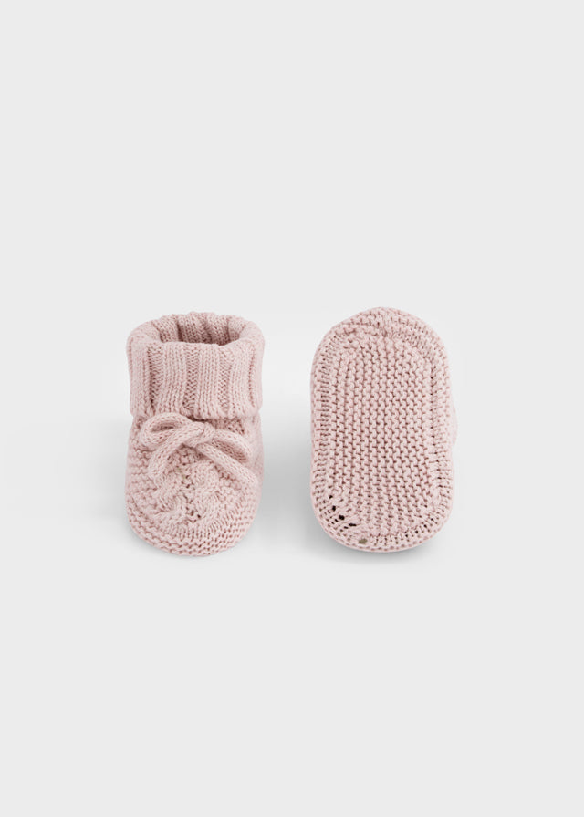 Pink Bow Knit Booties