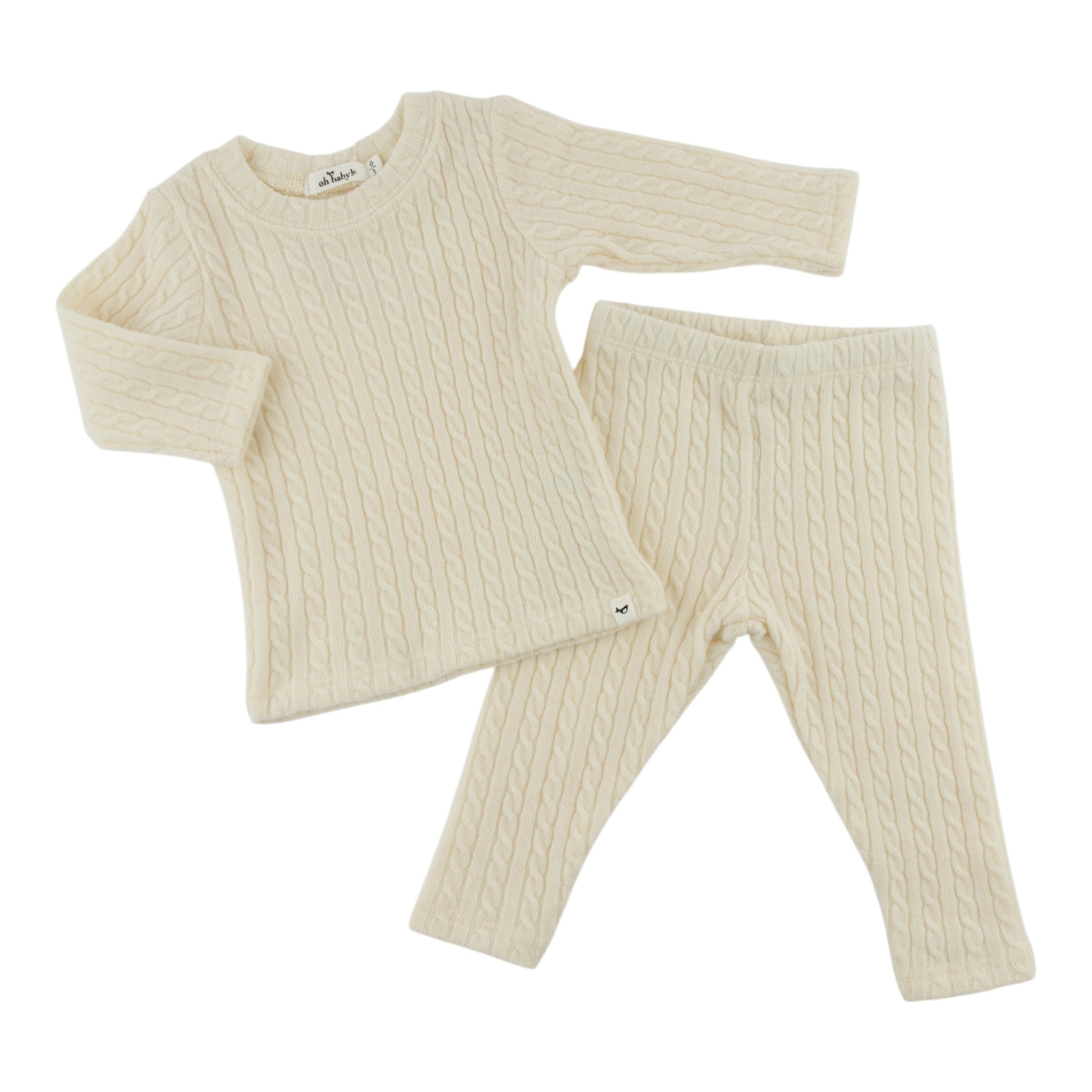 Natural Cable Knit 2 Pc Set