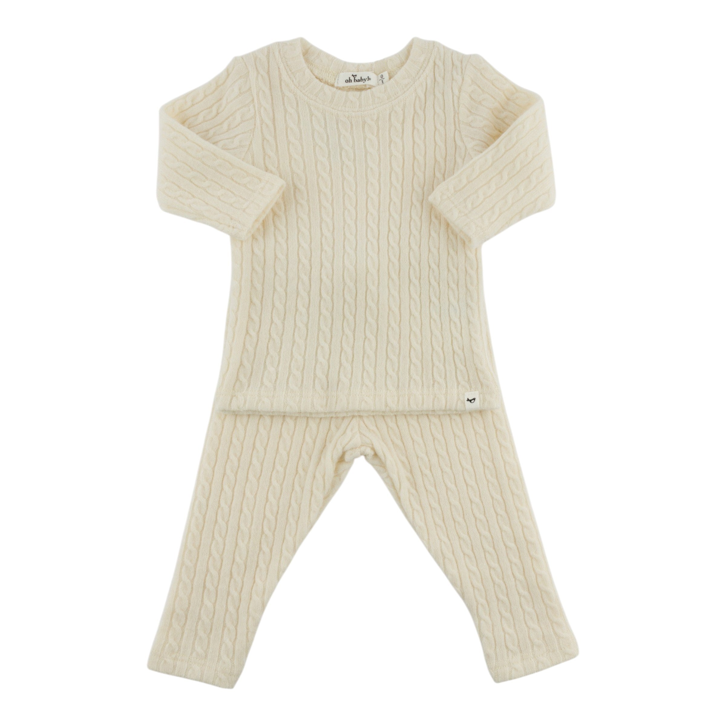 Natural Cable Knit 2 Pc Set