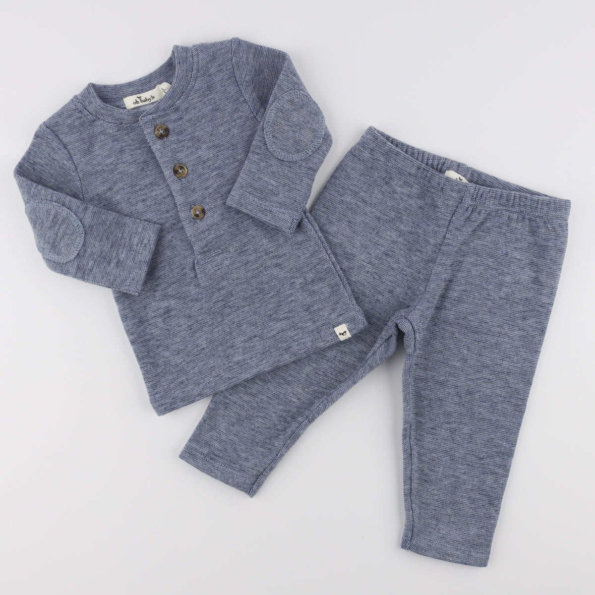 Denim Honeycomb Henley 2pc Set