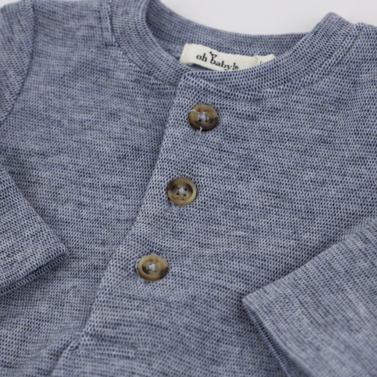 Denim Honeycomb Henley 2pc Set