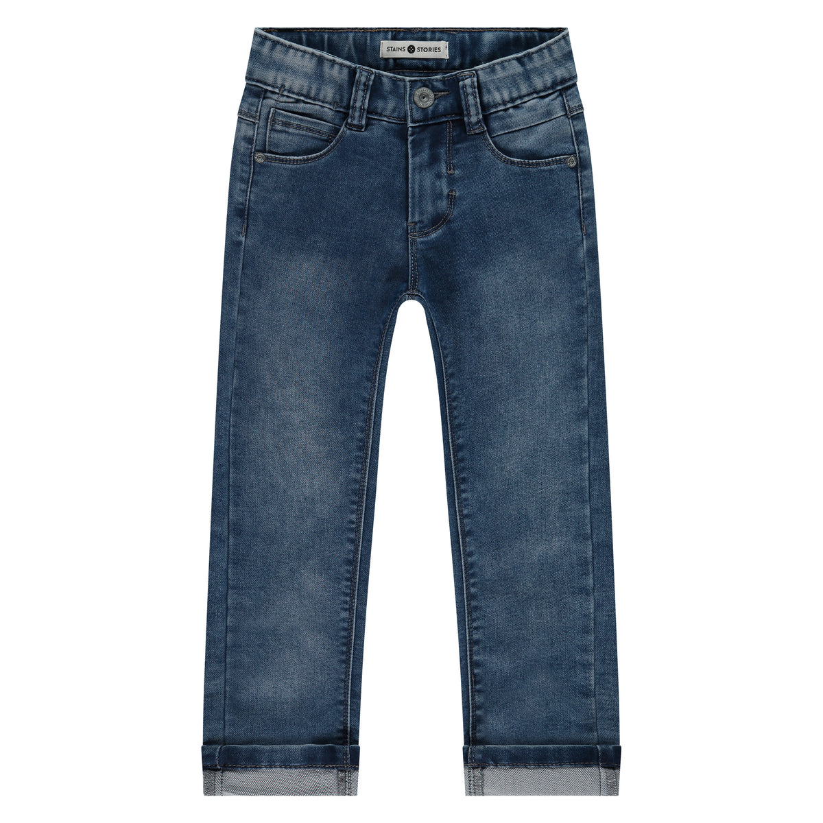 Babyhug Denim Full Length Washed & Distressed Jogger With Stretch - Blue