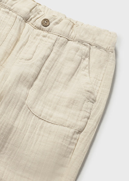 Beige Gauze Cotton Pant - Meems