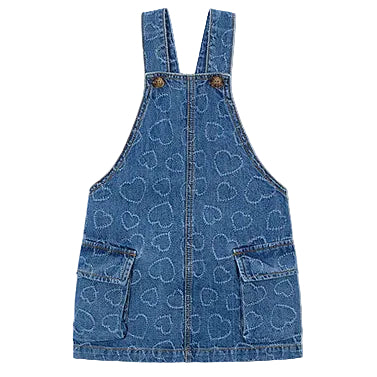 Heart Denim Overall Dress - Meems