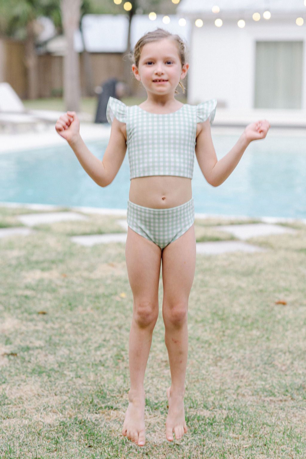 Green Gingham Bikini Bather