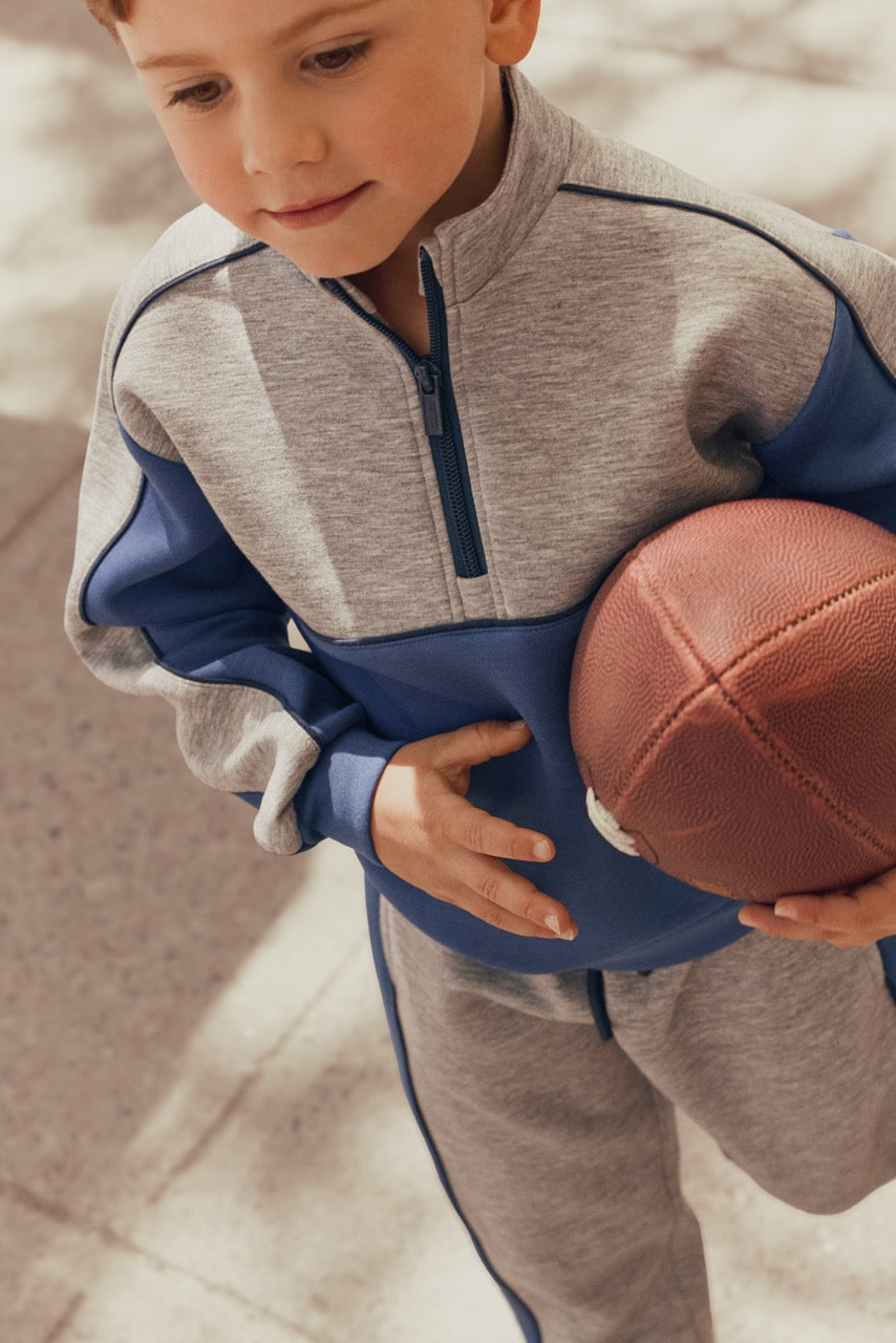 Half Zip Colorblock Sweatshirt Set