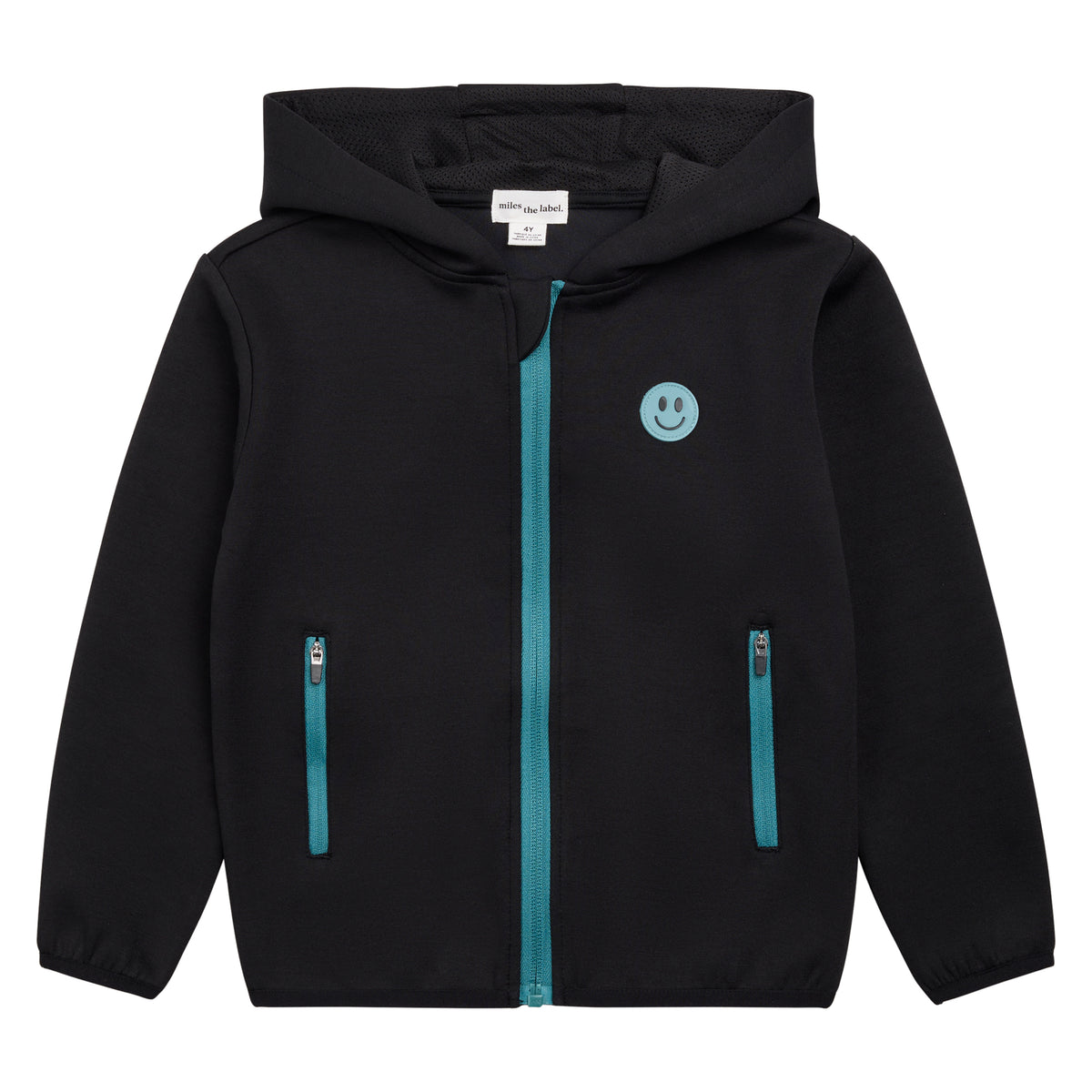 Blue Trim Smiley Zip Hoodie