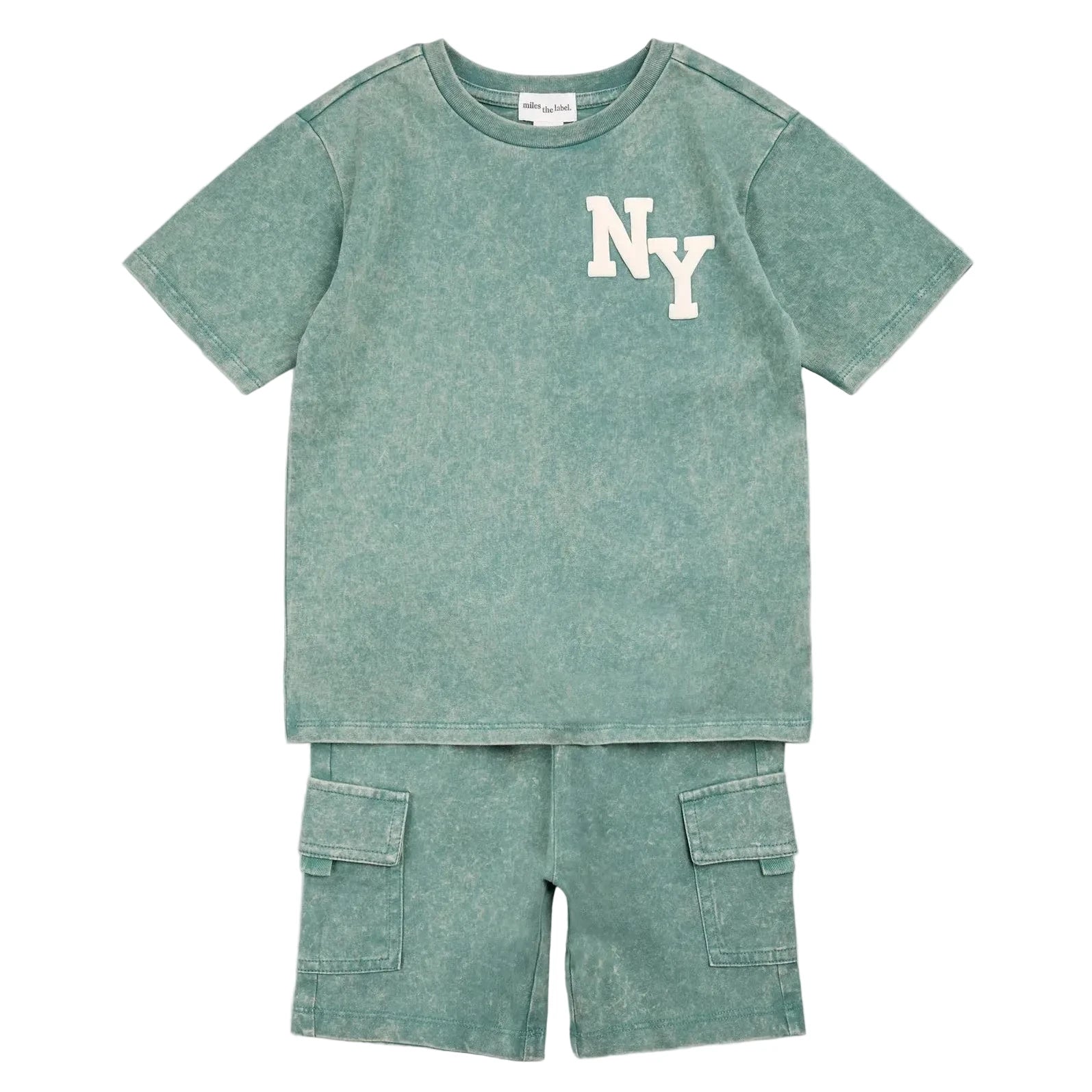 Green Acid Wash NYC Short Set