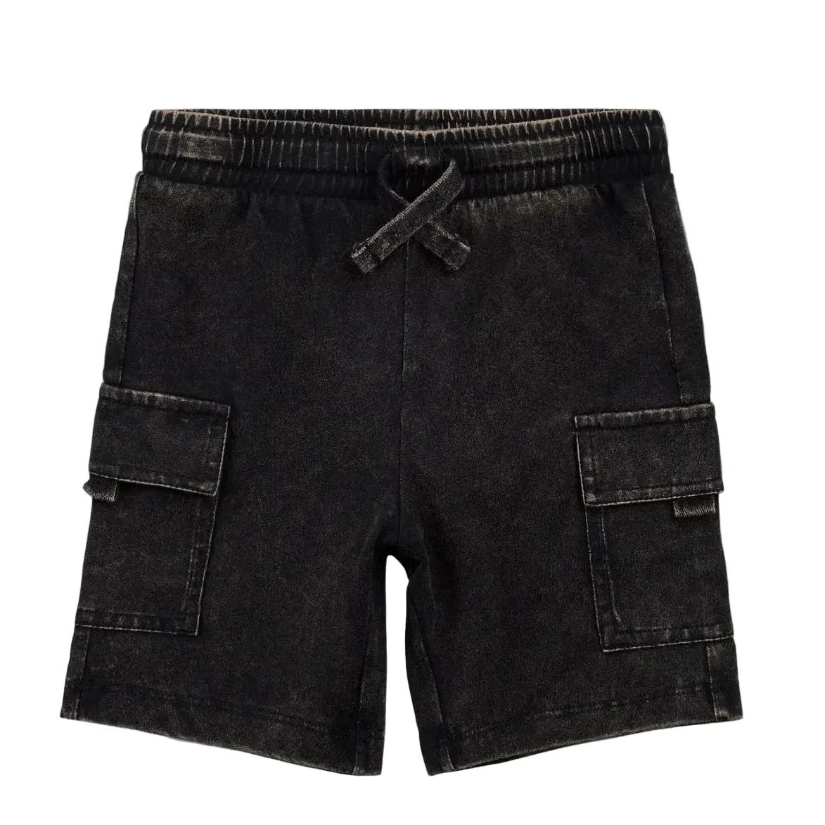 Black Acid Wash Cargo Shorts