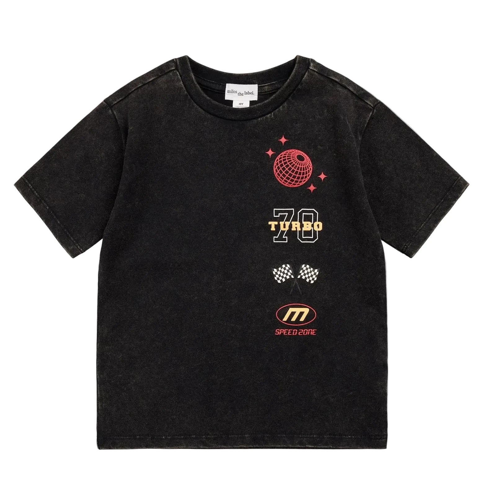 Racing On Black Acid Wash T-Shirt