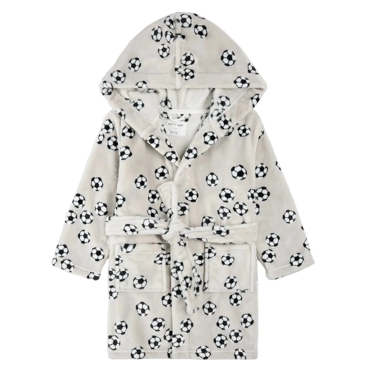 Petit Lem Soccer Ball Plush Robe in Grey | MEEMS – Meems
