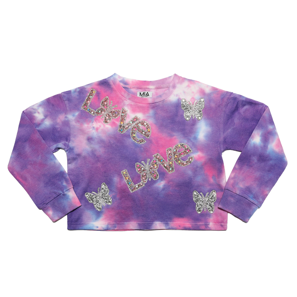 Tie Dye Crystal Butterfly Sweatshirt