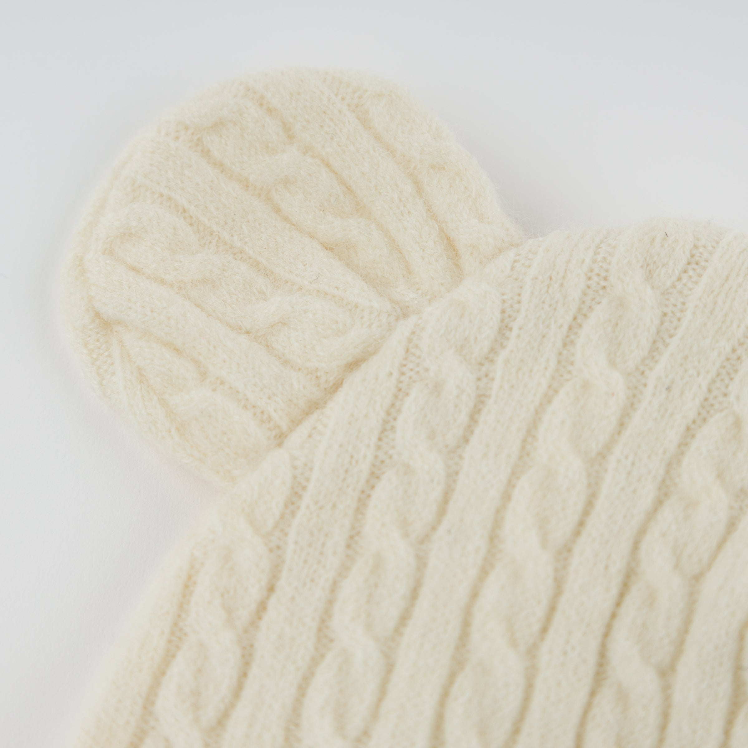 Natural Cable Knit Bear Ear Hat