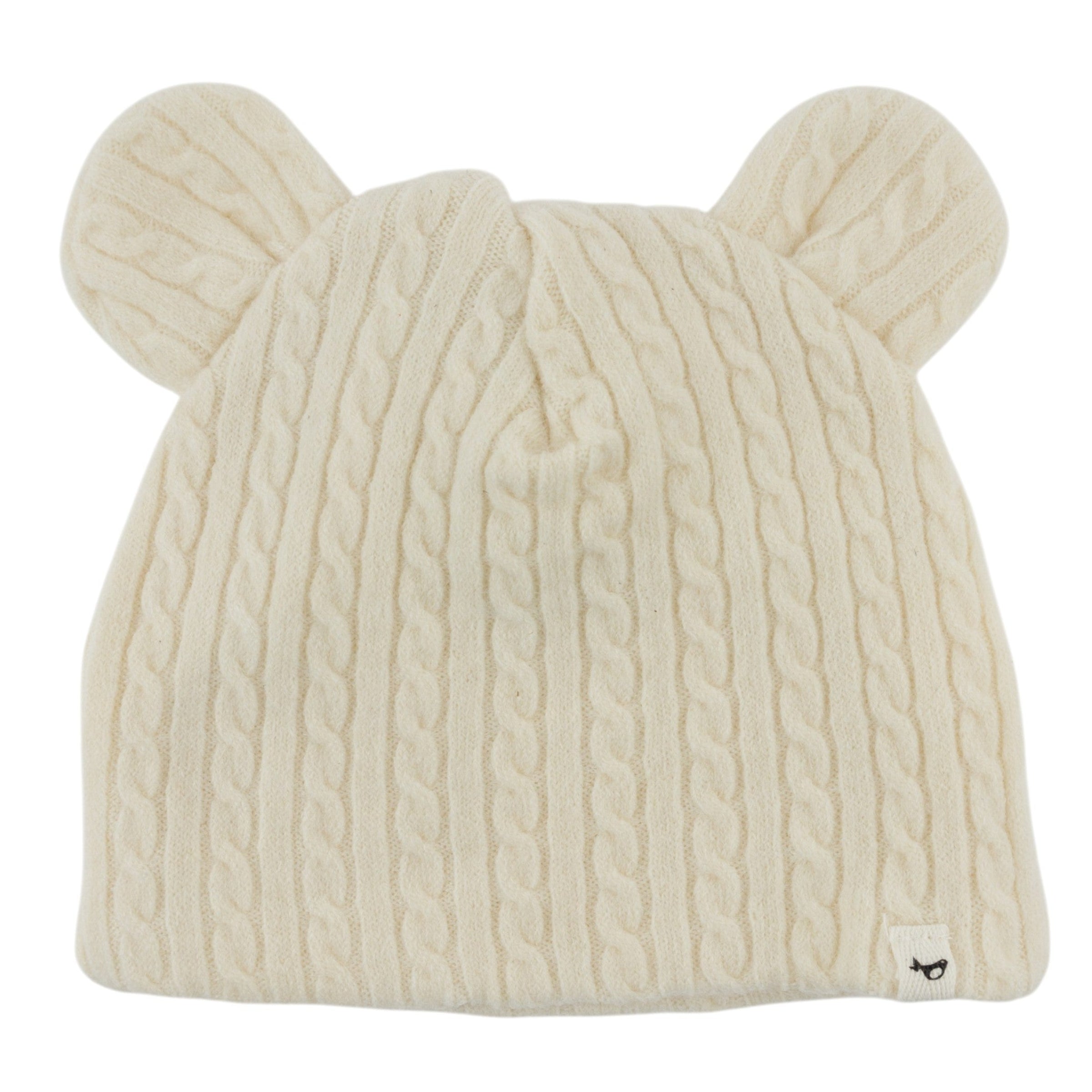 Natural Cable Knit Bear Ear Hat