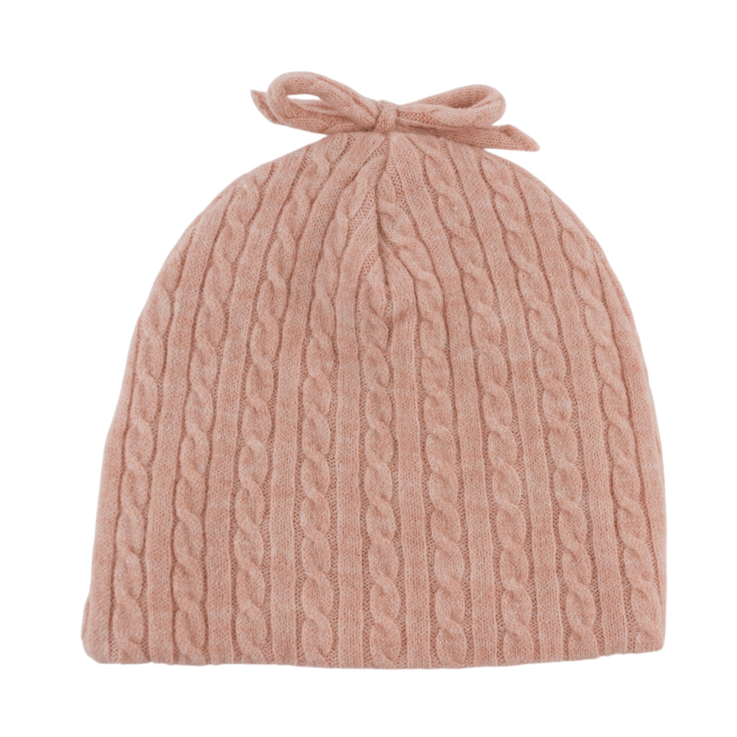 Cable Knit Hat with Bow