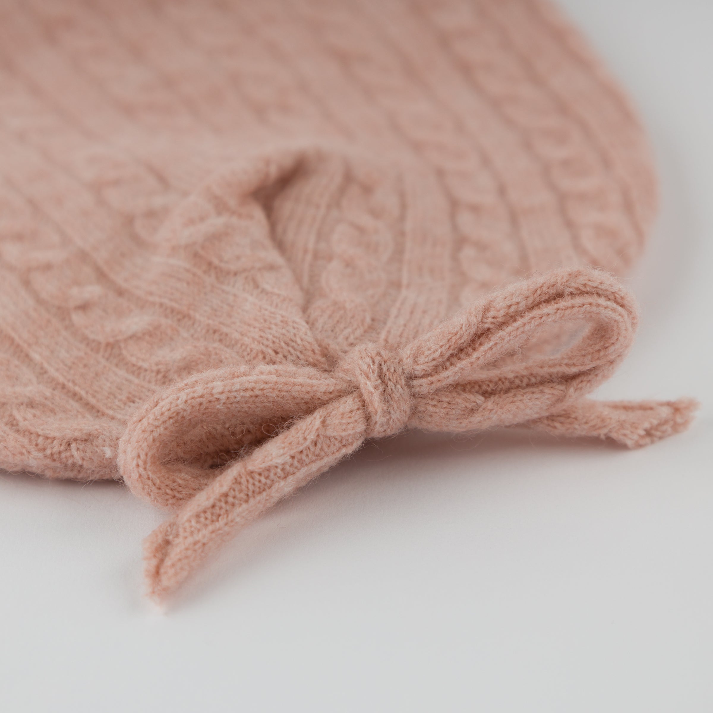 Cable Knit Hat with Bow