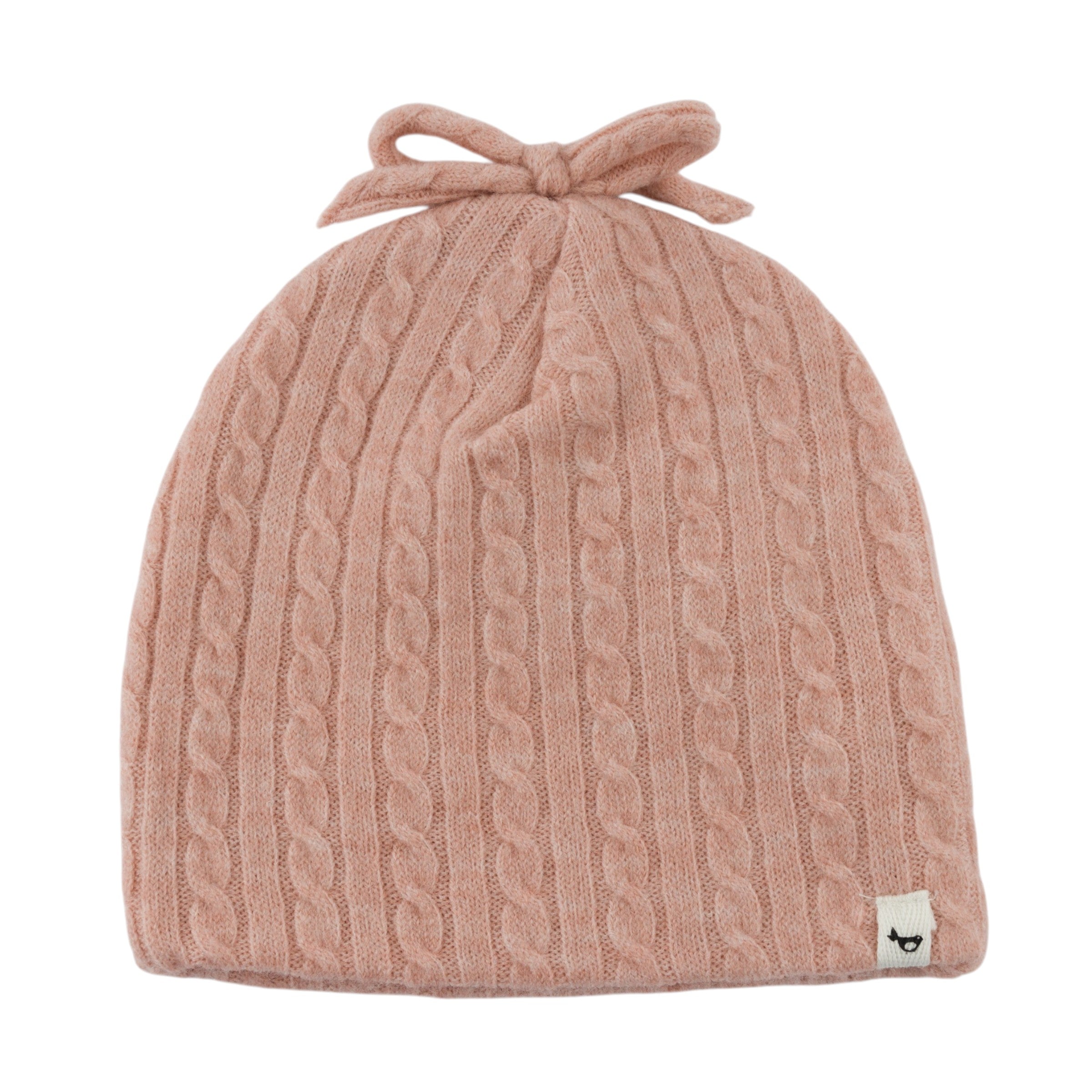 Cable Knit Hat with Bow