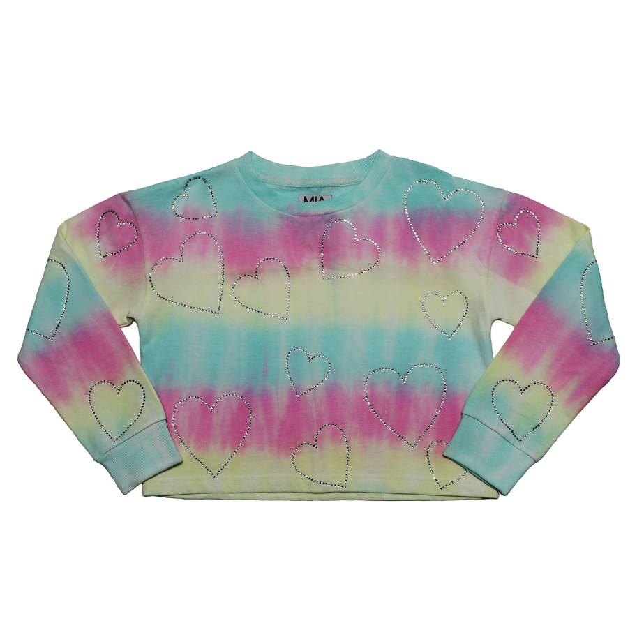 Tie Dye Crystal Heart Sweatshirt