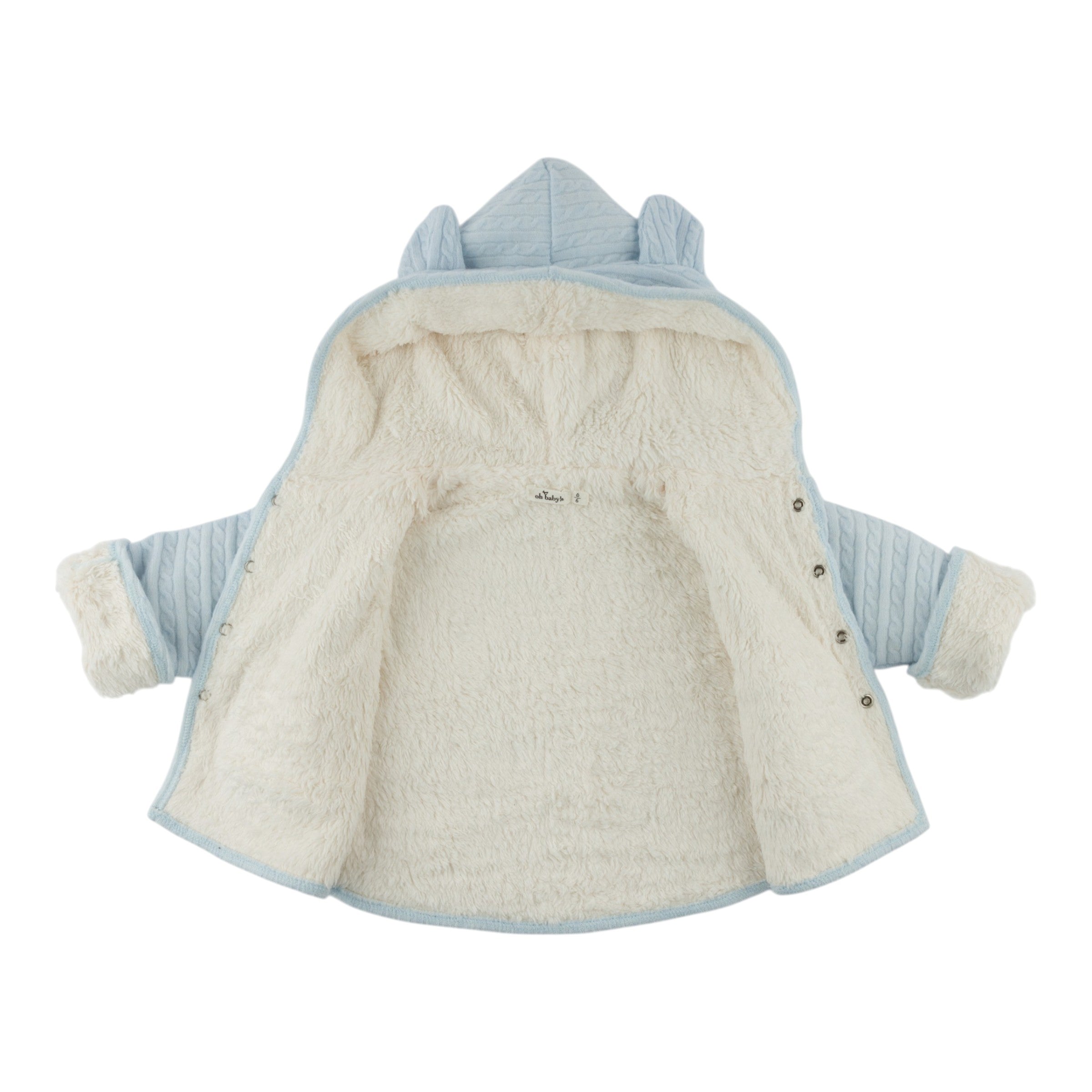 Blue Cable Knit Snowdrift Teddy Jacket