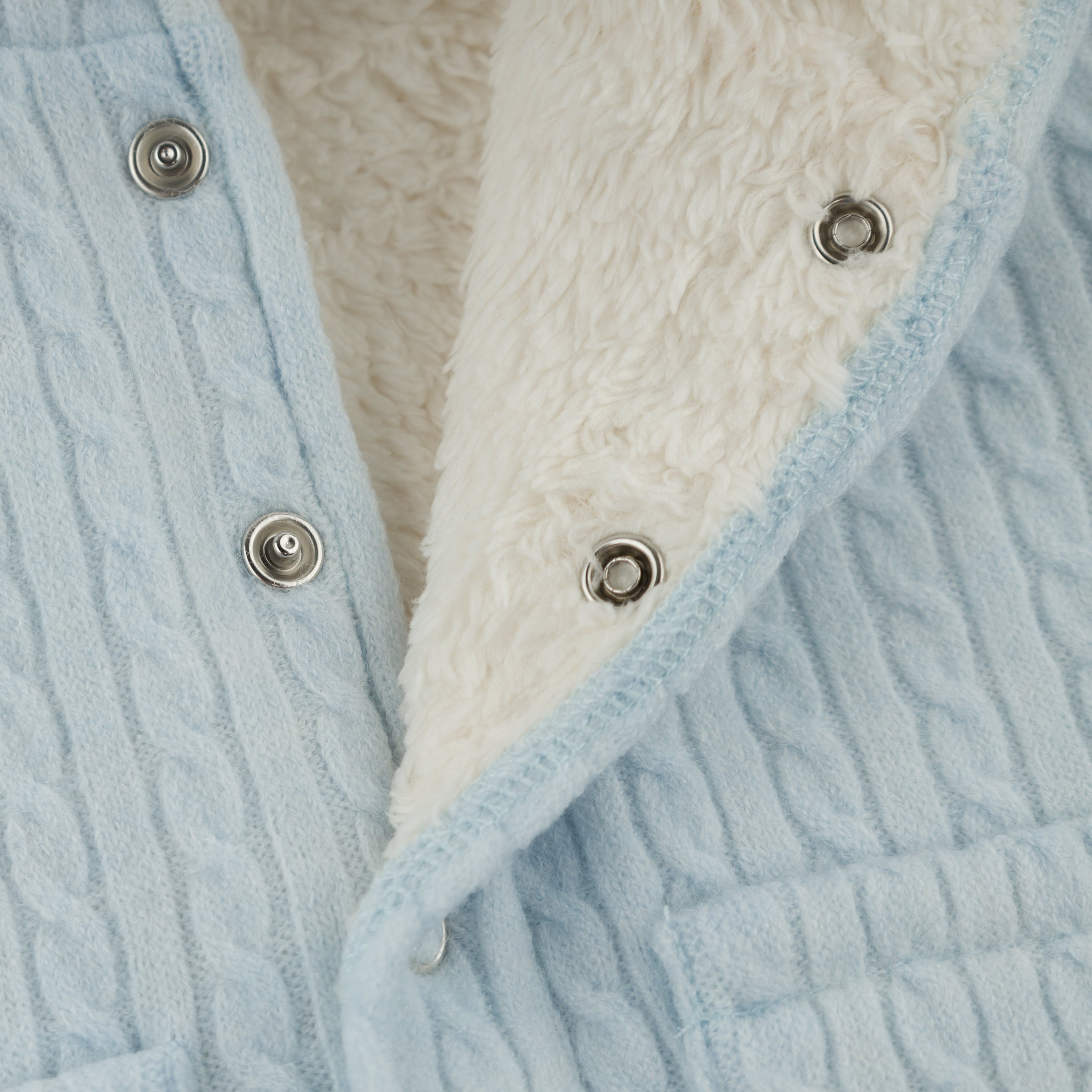 Blue Cable Knit Snowdrift Teddy Jacket