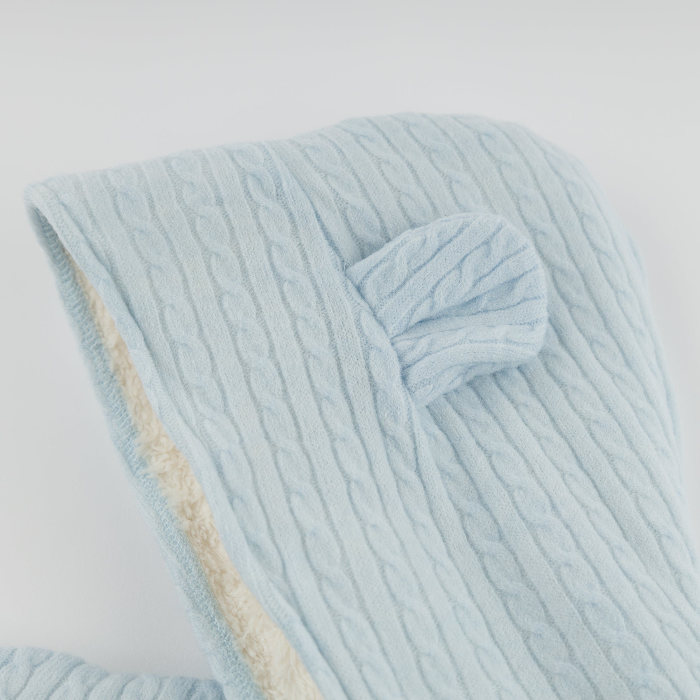 Blue Cable Knit Snowdrift Teddy Jacket
