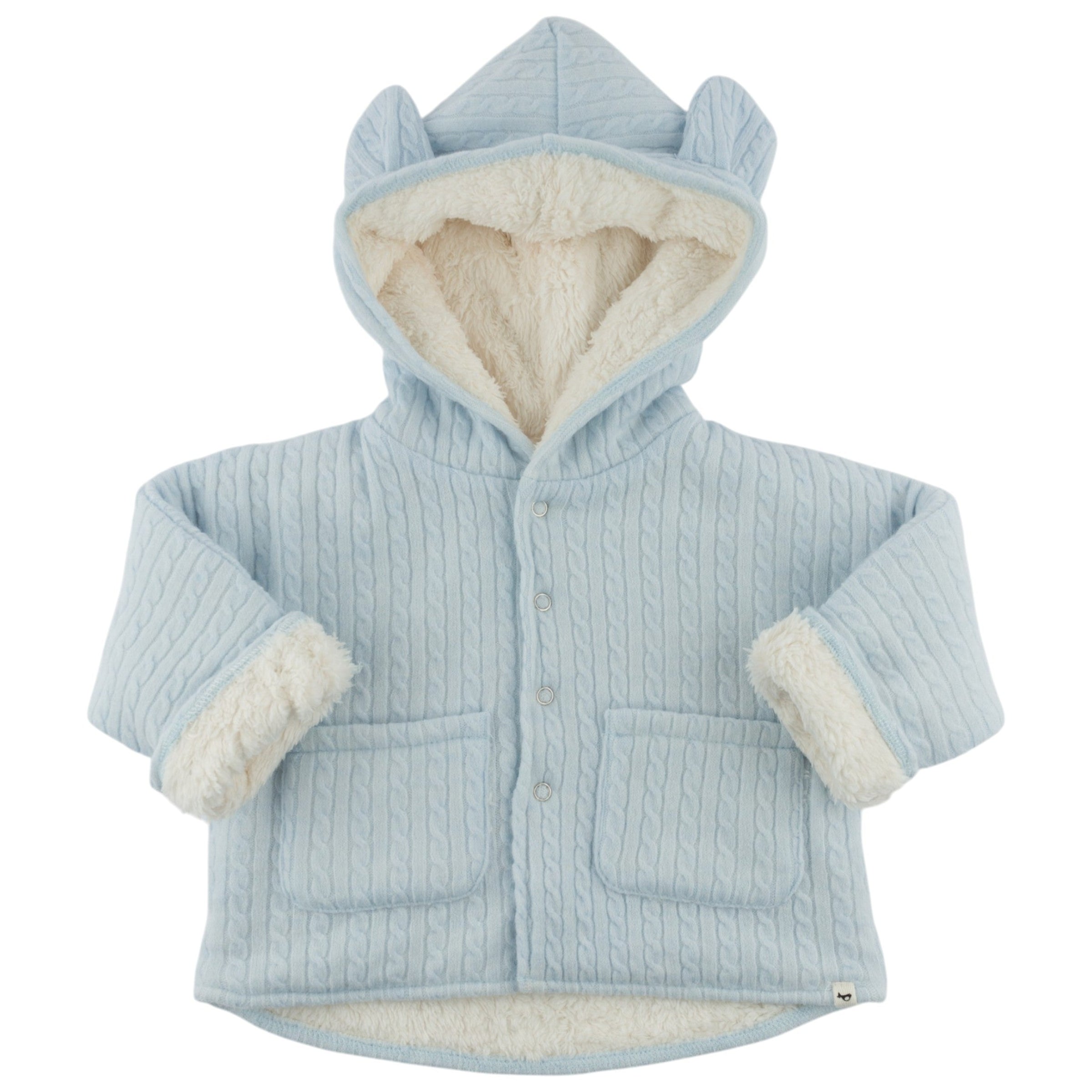 Blue Cable Knit Snowdrift Teddy Jacket