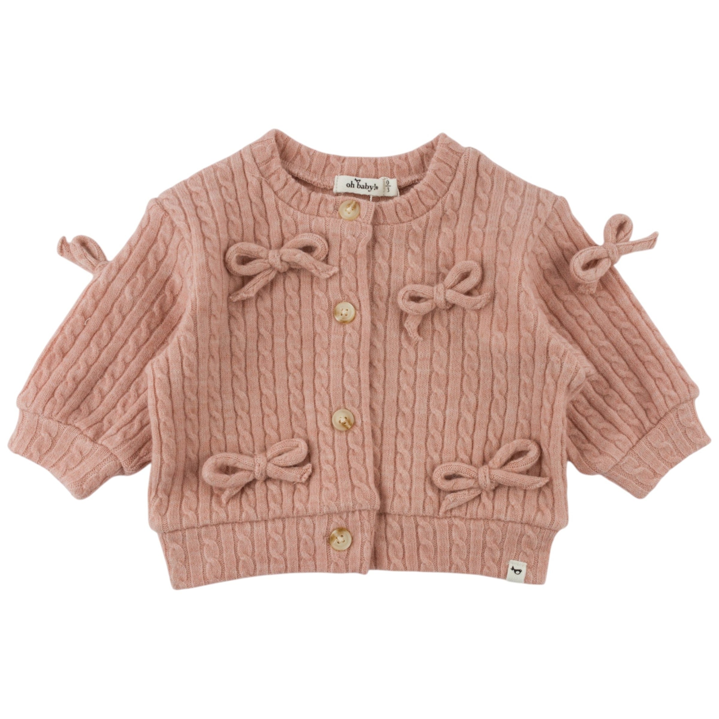 Cable Knit Bow Cardigan