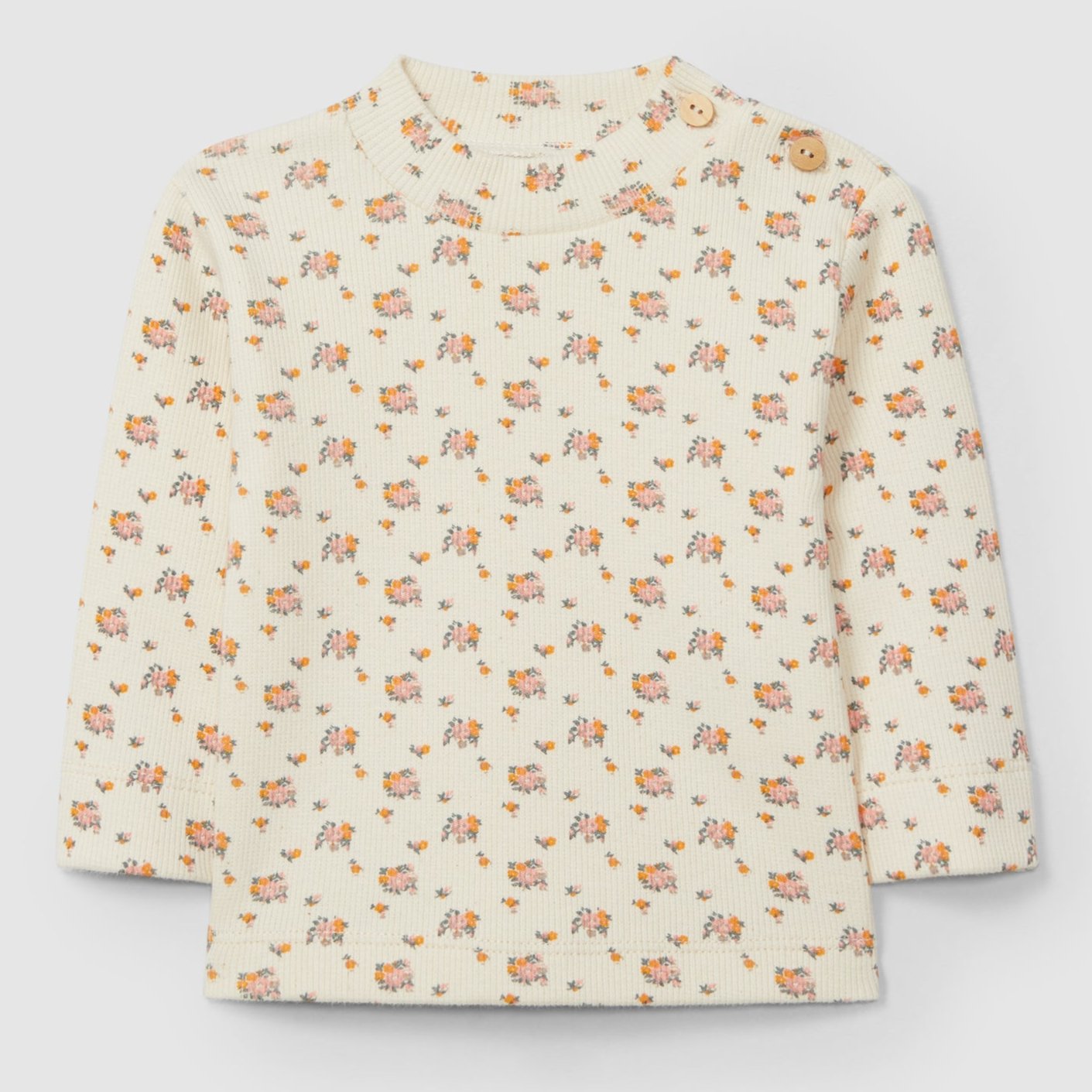 Floral Rib Mock Neck Shirt