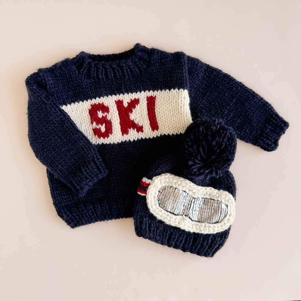 Navy Ski Goggles Hat - Meems