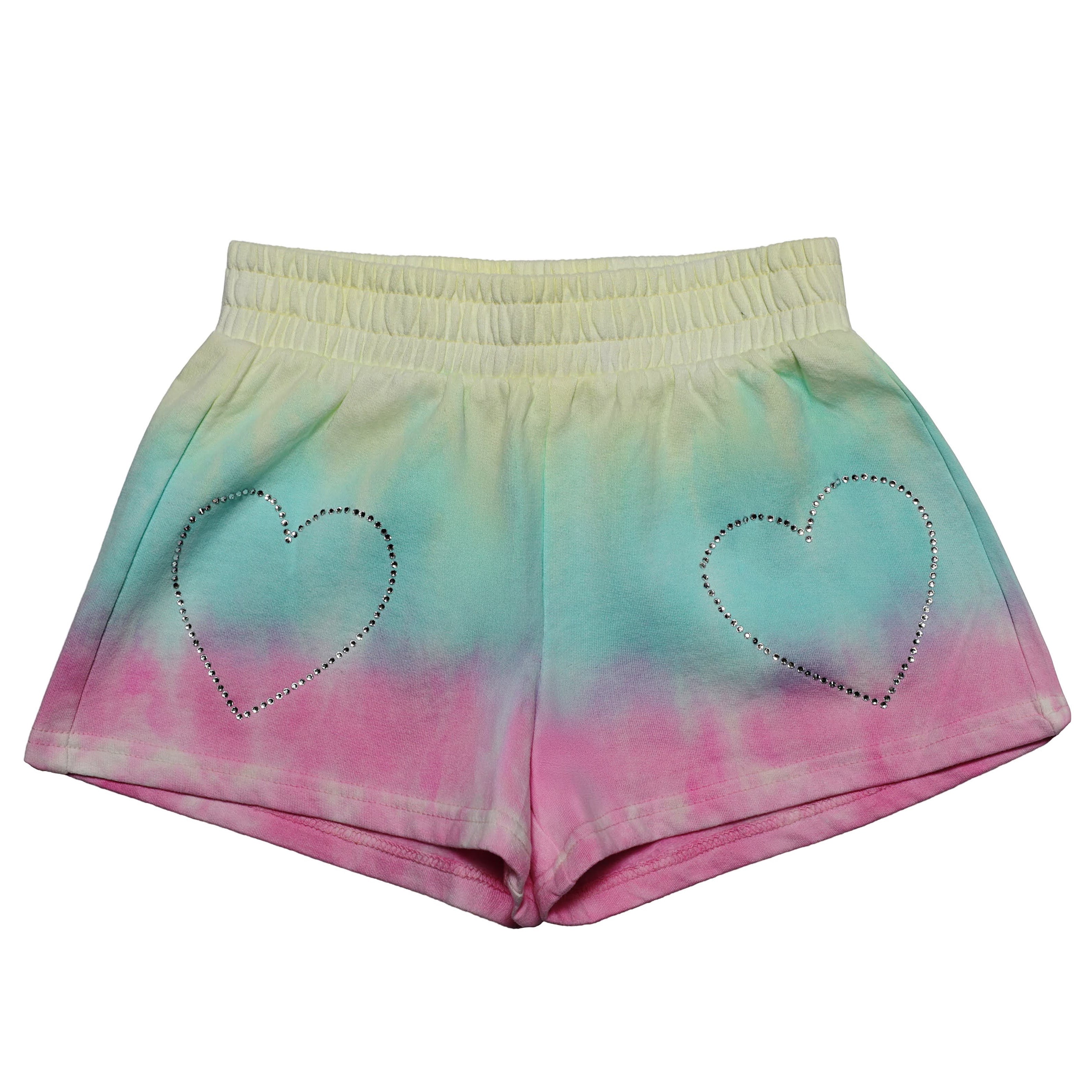 Tie Dye Crystal Heart Shorts