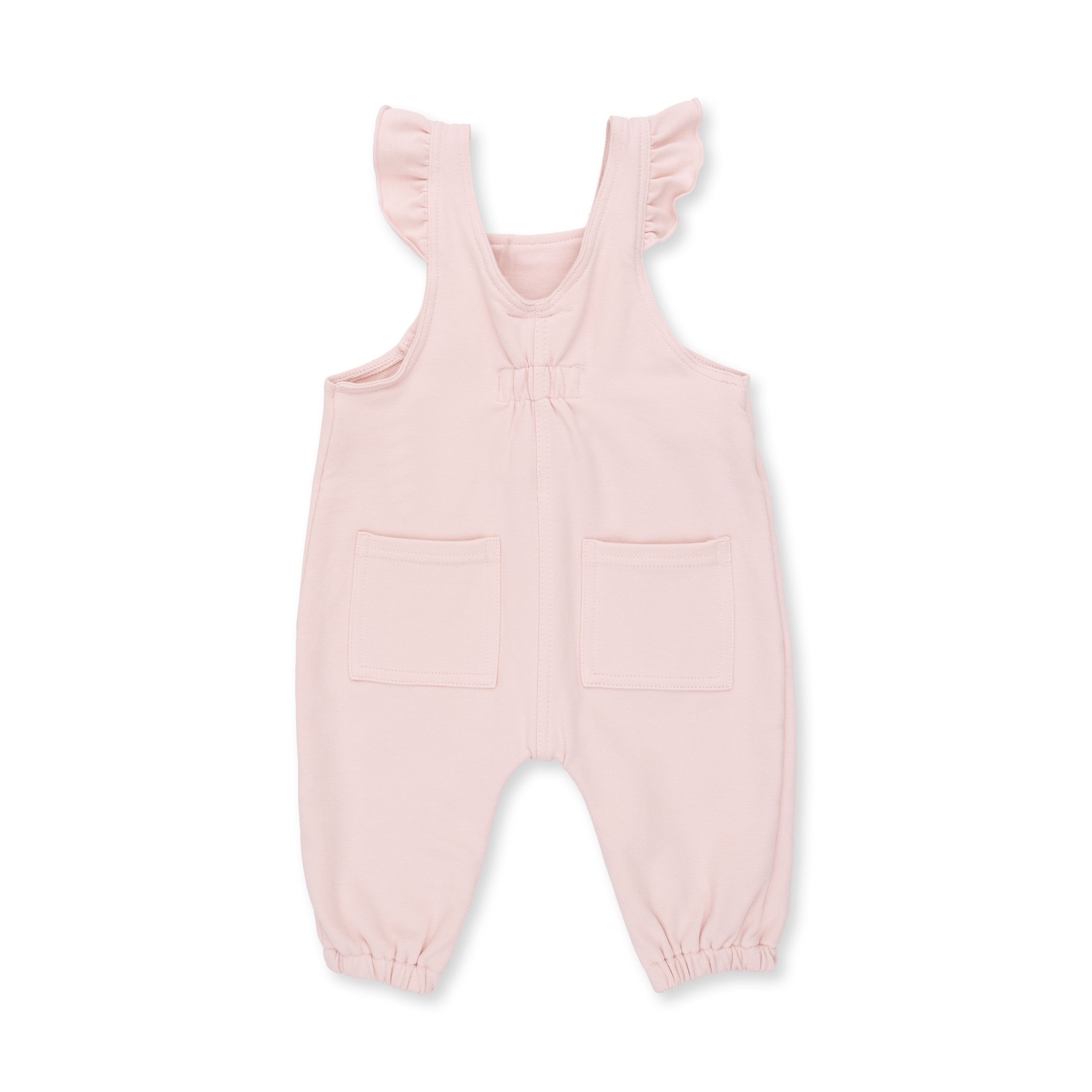 Pink Ruffle V-Overall Set