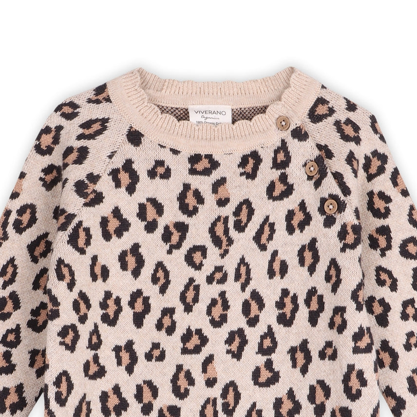 Leopard Jacquard Knit Jumpsuit - Meems