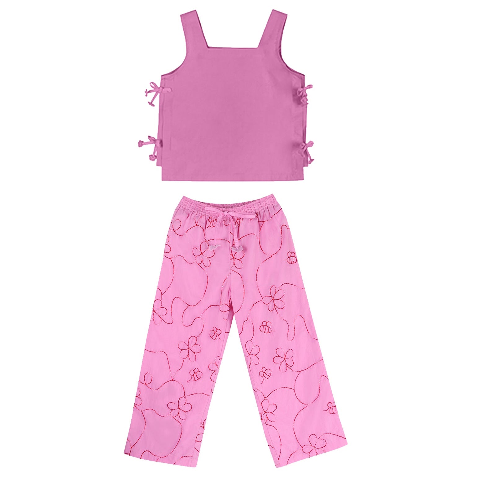 Bold Pink Jardin String Top & Pant Set