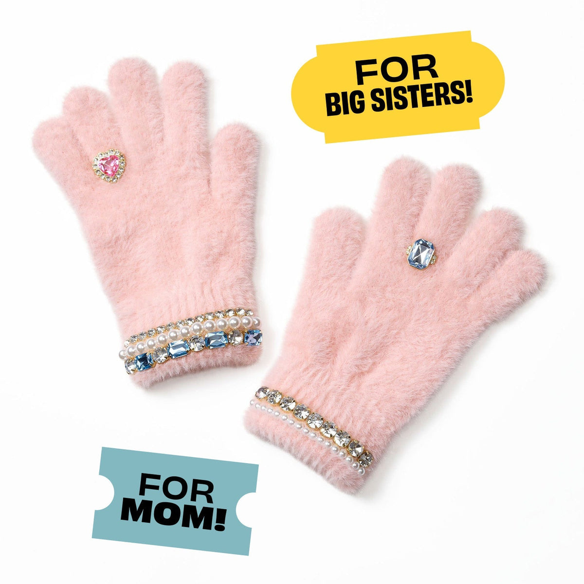 ADULT Cotton Candy Jeweled Gloves