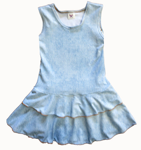 Faded Denim Ruffle Tank Dress