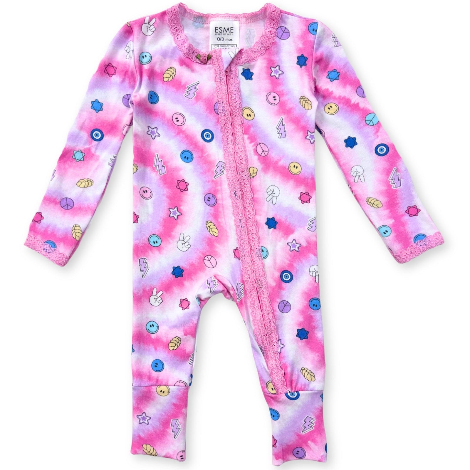 Pink Challah Back Lace Flip Footie