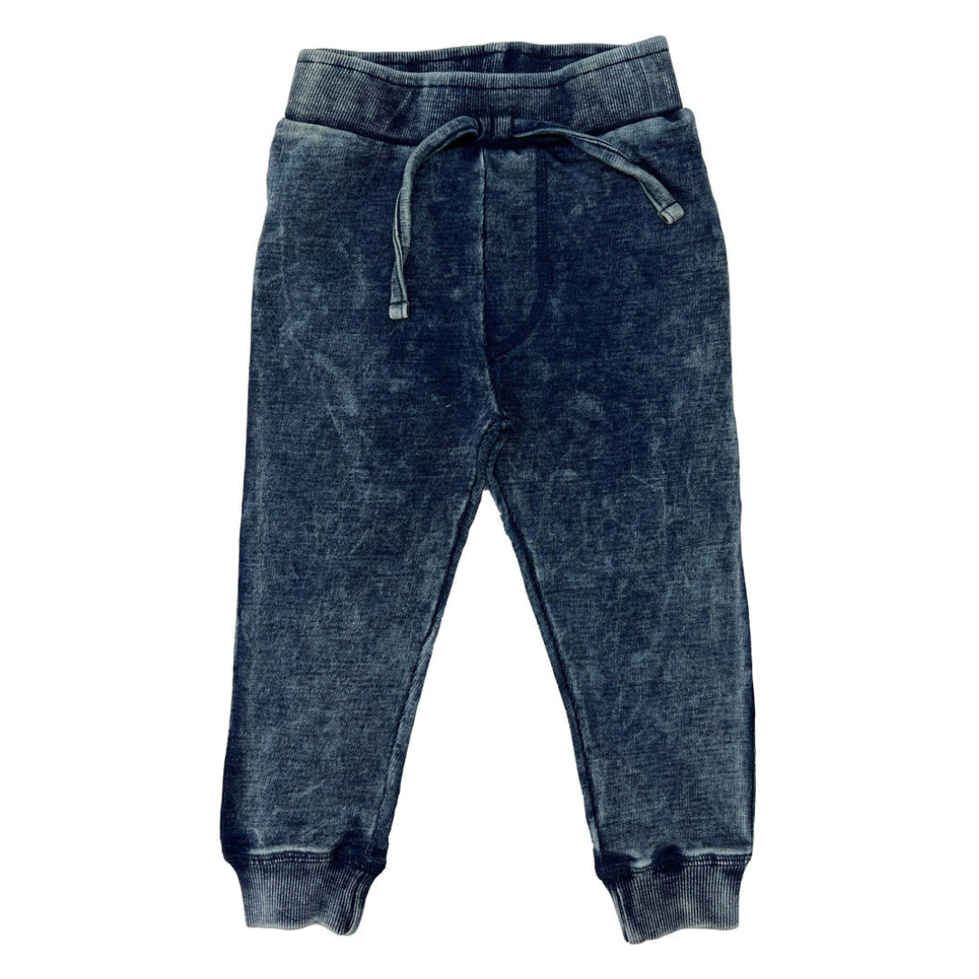 Blue Faux Denim Cotton Jogger