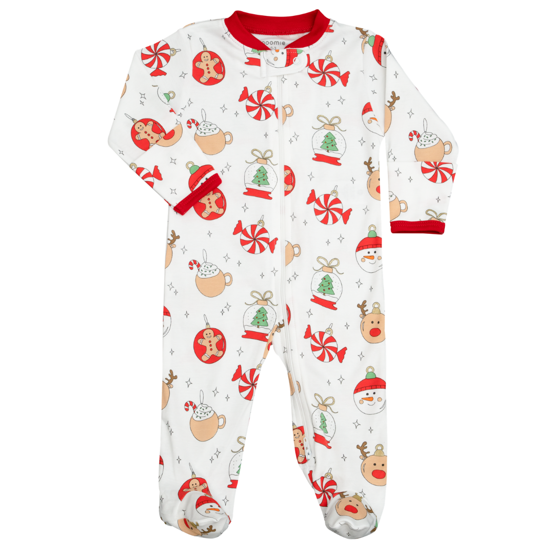 Christmas Ornaments Zip Footie
